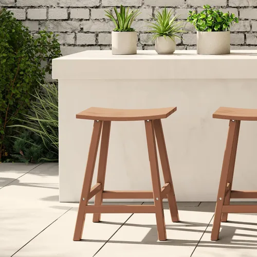 Miniatura 25 de WestinTrends Malibu - Juego de 2 taburetes para sillín para exteriores/patio, 24 alturas, color rojo