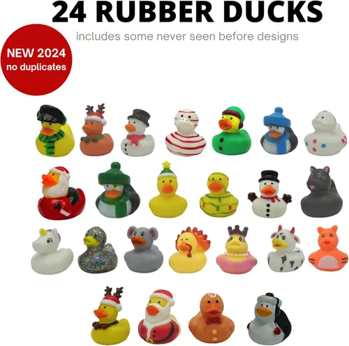 Miniatura 4 de 4E's Novelty Calendario de Adviento de Navidad 2024 para niños con patos de goma de Navidad para niños y niños pequeños, calendario de cuenta
