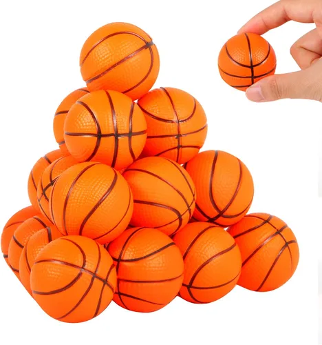 20 pelotas de espuma de 1.6 pulgadas para el estrés, pequeñas mini pelotas deportivas para apretar, regalos de fiesta de baloncesto para niños,