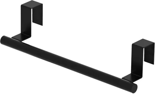Barra toallero para puerta de gabinete - Individual, de acero inoxidable y negro mate sobre puerta de armario