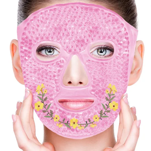 Miniatura 18 de Máscaras faciales frías, máscara facial de hielo, compresa fría y caliente, ojeras, hinchazón, migrañas y dolor de cabeza, enfriamiento