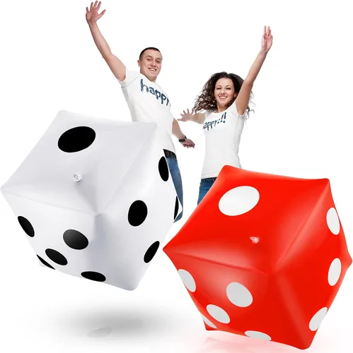 Aoriher Paquete de 2 dados inflables gigantes, dados gigantes de 11.8 pulgadas para juegos amplios en interiores y exteriores, juguetes de piscina,