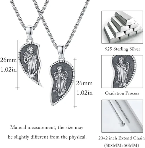 Miniatura 655 de Collar con colgante de plata de ley 925 con medalla de San Patrón, joyería religiosa para hombres y mujeres, con cadena de acero inoxidable 316L