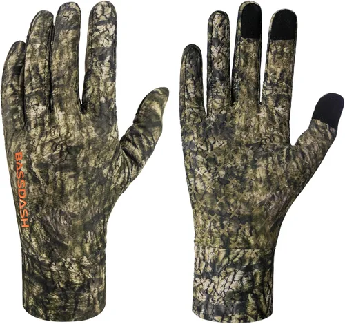 Miniatura 12 de BASSDASH Guantes de caza de camuflaje para hombres UPF 50+ Guantes ligeros con pantalla táctil para pesca, senderismo y actividades al aire libre