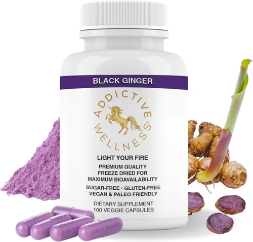 Addictive Wellness Cápsulas de jengibre negro (Kaempferia Parviflora) Suplemento de espectro completo liofilizado para apoyo de energía y