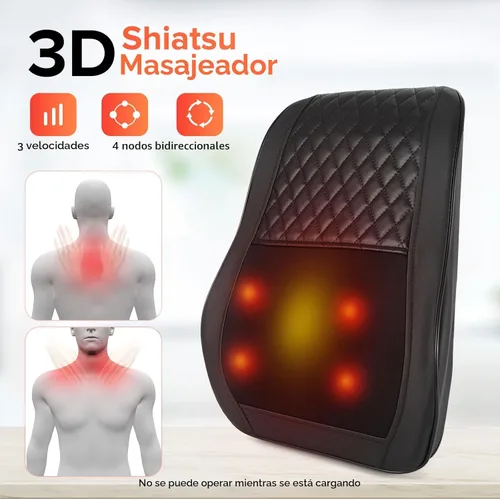 Miniatura 3 de AERLANG Masajeador inalámbrico de cuello y espalda con calor, almohada de amasamiento Shiatsu 3D, 4 nodos de masaje y masaje bidireccional de tejido