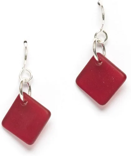 Miniatura 10 de Delicate Diamond Sea Glass Earrings, Beach Glass Earrings for Women by EcoSeaCo, using sustainable, recycled and repurposed material. Handmade