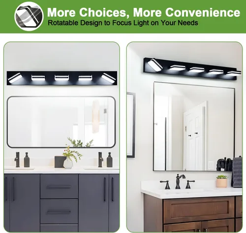 Miniatura 7 de Torondo Lámparas LED de tocador de baño con rotación de 360°, luces acrílicas para baño, modernos accesorios de iluminación de pared sobre espejo