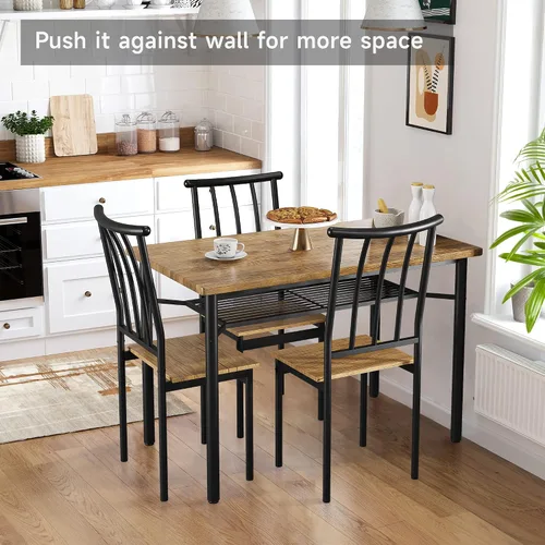 Miniatura 5 de IDEALHOUSE Juego de mesa de comedor de 5 piezas para 4, mesa de cocina y sillas para 4 con estante de almacenamiento, juego de mesa de comedor