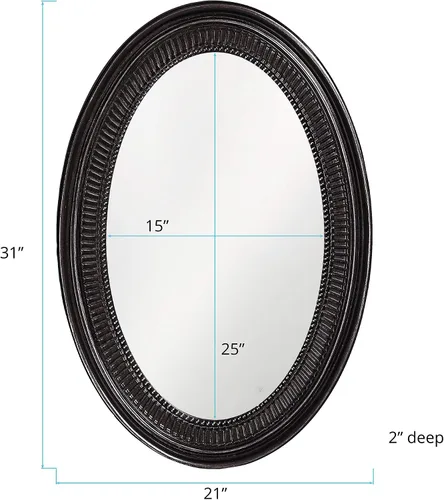 Miniatura 5 de Howard Elliott Ethan - Espejo decorativo ovalado negro para colgar en la pared, marco de resina, espejo de tocador perfecto para decoración