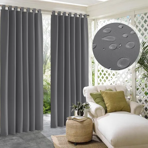 Miniatura 25 de RYB HOME Cortinas para Exteriores para Patio - 2 Paneles Cortinas para Exteriores Desmontables con Parte Superior Adhesiva Impermeables Opacas