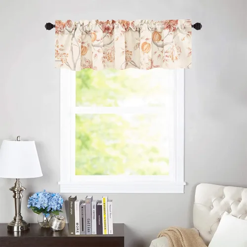 Miniatura 8 de Leeva Cortinas rústicas de cocina con estampado floral verde mezclado de lino para media ventana, para comedor, bolsillo para barra, cafetería