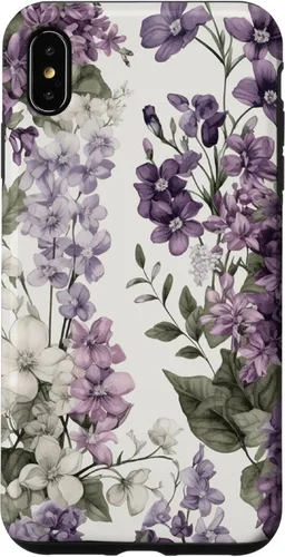 Miniatura 11 de Funda para iPhone XR White Violet Purple Lavender Lilac Floral con flores botánicas