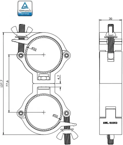 Miniatura 3 de Abrazadera para luz de escenario, abrazadera de armadura O, carga de 10kg/75kg/100kg, resistente, gancho de montaje para iluminación DJ, aleación