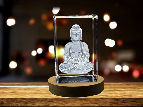 Miniatura 3 de Estatua de Buda de cristal 3D con luz LED (grande)