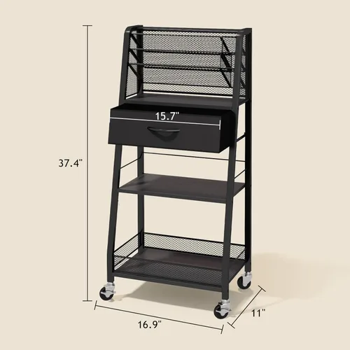 Miniatura 2 de Homsorout Carro Rodante de 3 Niveles - Carro Utilitario de Metal con Cajón de Almacenamiento y Ruedas, Organizador Versátil para Arte y Manualidades