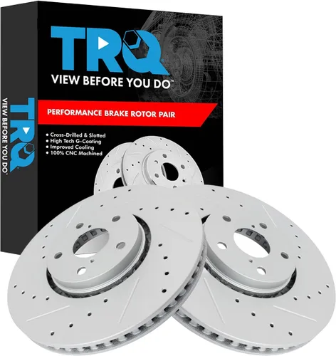 Miniatura 232 de TRQ Juego de rotores de freno de rendimiento trasero con revestimiento G premium compatible con Mazda 6 2014-2021