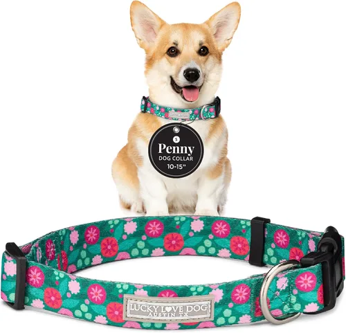 Miniatura 69 de Lucky Love Dog - Collar para perras pequeñas, diseño Blackbird de estampado alegre con flores de primavera y verano, talla XS