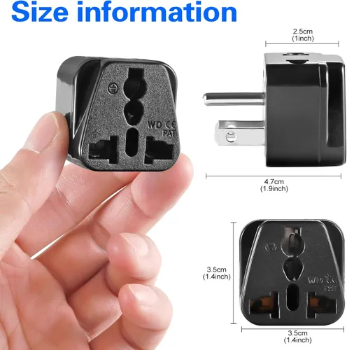 Miniatura 3 de Paquete de 2 adaptadores de enchufe de viaje de EE. UU., UE/Reino Unido/AU/in/CN/JP/Asia/Italia/Brasil a Estados Unidos (tipo B), enchufe de pared