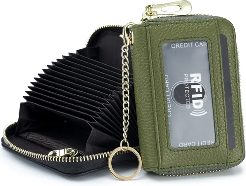 Miniatura 22 de imeetu - Tarjetero RFID, Estuche para Tarjetas de Negocios de Cuero Genuino, Cartera con Bloqueo RFID para Mujeres y Hombres