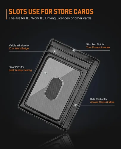 Miniatura 4 de Buffway - Billetera delgada minimalista de cuero con protección RFID para hombre y mujer