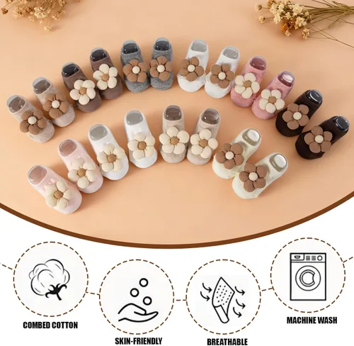 Miniatura 5 de Calcetines de algodón con agarre antideslizante para bebés, bebés, niñas, regalos para niñas