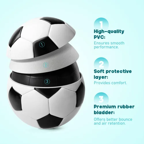 Miniatura 4 de Soccer Ball Size 5 Size 4 Size 3 Size 2 with Pump Deflated - 2 Pack Standard Indoor Outdoor Training Ball Black and White - Gift for Adult Youth