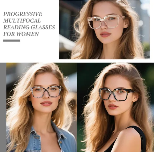Miniatura 2 de Gafas de lectura progresivas multienfoque para mujer, de gran tamaño, bloqueo de luz azul, estilo Oprah, lectores de computadora