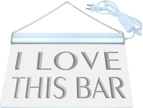 ADVPRO Letrero LED con texto en inglés "I Love This Bar Pub Beer Gift LED Sign Neon Light Sign Display j707-b(c)