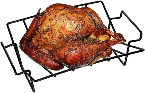 Miniatura 10 de Parrilla para costillas BBQ para ahumadores y parrillas, estante para asar 100% acero inoxidable 304 grado alimenticio, sostiene 7 costillares