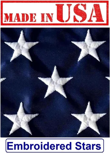 Miniatura 3 de US Flag Factory - Bandera estadounidense de 2 x 3 pies (manga de poste) (estrellas bordadas, rayas cosidas) nailon SolarMax para exteriores