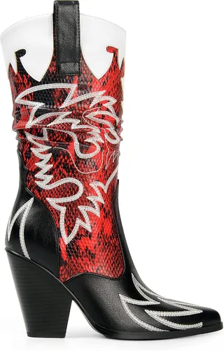 Miniatura 2 de ANN CREEK Botas vaqueras de contraste para mujer, botas vaqueras a media pantorrilla