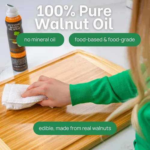 Miniatura 3 de GREENER CHEF Tabla de cortar de madera italiana de calidad alimentaria de alta calidad, aceite en aerosol y bloque de carnicero, 100% aceite de nuez