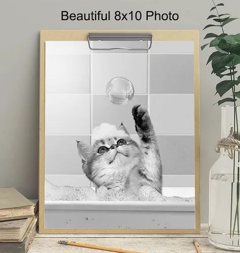 Miniatura 4 de Bonita decoración de baño de gato, decoración única de pared de baño, arte moderno para pared de baño, obra de arte de tocador, decoraciones de baño