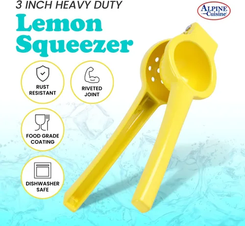 Miniatura 3 de Alpine Cuisine Exprimidor de limón resistente de 2.95 pulgadas – Exprimidor manual de cítricos de aluminio, prensa manual de cítricos, prensa