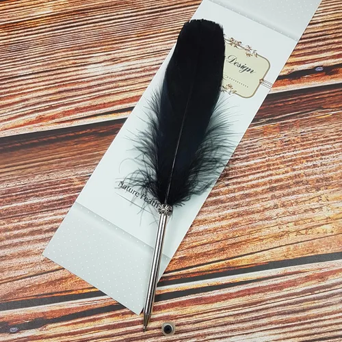 Miniatura 6 de SpyShop Bolígrafo de plumas, tinta negra, pluma vintage, pluma chapada refinada, bolígrafo para escritura escolar, regalo de boda, bolígrafo de Negro