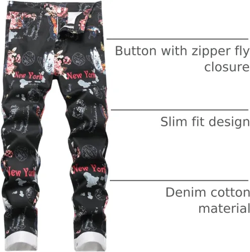 Miniatura 178 de Enrica Pantalones vaqueros estampados casuales para hombre