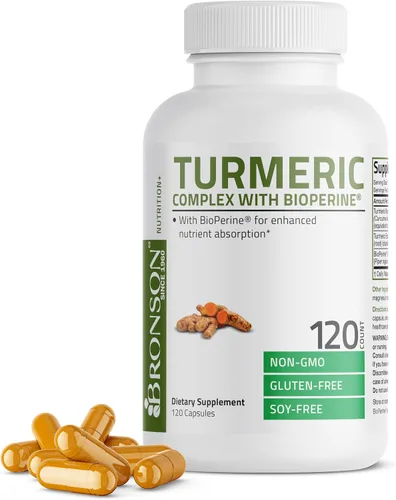 Bronson Curcumina de cúrcuma con BioPerine – Soporte articular de alta potencia premium con 95% curcuminoides estandarizados – Cápsulas sin OMG con