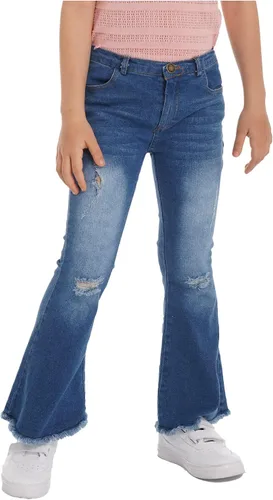 Miniatura 3 de YiZYiF Pantalones vaqueros acampanados rasgados para niños y niñas, pantalones de mezclilla de cintura alta, pantalones casuales de verano