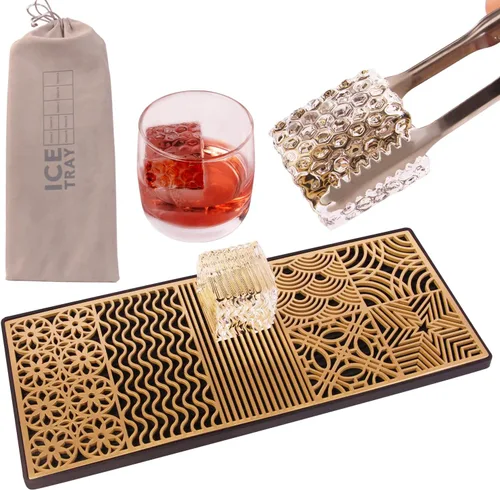 Prensa de hielo para manualidades, moldes de hielo modernos para cócteles, whisky, bourbon maker, latón, sello personalizado para cubitos de hielo,