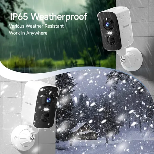 Miniatura 9 de fanxiang Cámara de seguridad inalámbrica 2K con batería recargable para exteriores, WiFi, rotación panorámica de 300°, detección de movimiento AI