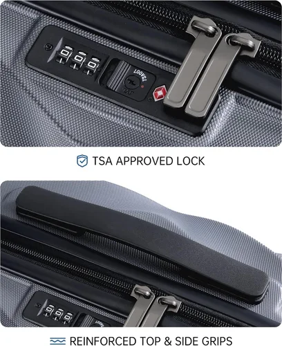 Miniatura 8 de BAGSMART Equipaje de viaje para equipaje de mano, Gris Carbón, Equipaje de mano rígido con ruedas giratorias