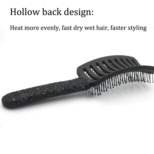 Miniatura 4 de Bling Styling Cepillo de pelo liso y desenredante para mujeres, niñas, hombres, peine Spareribs en forma de arco (negro)