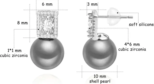Miniatura 16 de Aretes colgantes de plata de ley 925 seleccionados a mano AAA+ de 7.5 a 0.315 in con perlas cultivadas de agua dulce blancas para mujer