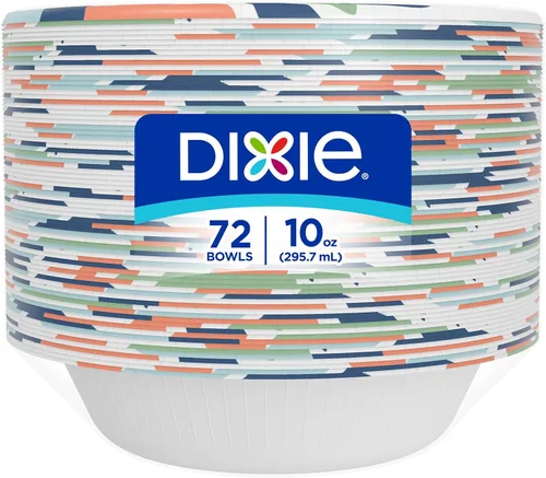 Miniatura 8 de Dixie Cuencos de papel pequeños, 10 onzas, 72 unidades, aptos para microondas, a prueba de remojo, cuencos desechables, ideales para aperitivos