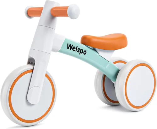 welspo Bicicletas de equilibrio para bebés de 1 año para niños y niñas de 12 a 24 meses, primera bicicleta, andador infantil, sin pedales, 3 ruedas,