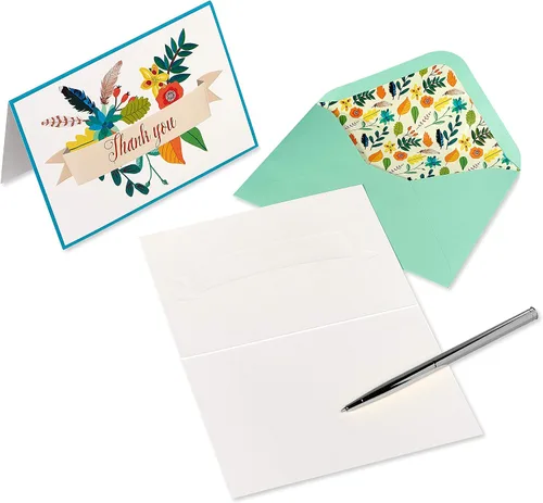 Miniatura 3 de Papyrus Tarjetas de agradecimiento con sobres, pancarta floral (12 unidades)