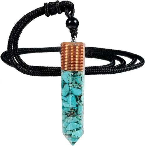 Nupuyai Collar con colgante de cristal curativo de orgón para mujeres y hombres, colgante de piedra facetada hexagonal en espiral con cordón