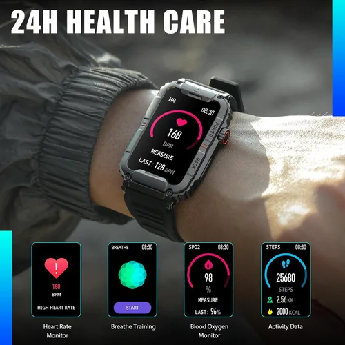 Miniatura 6 de Military Smart Watch for Men with 100+ Sports Modes Fitness Tracker with Heart Rate/Sleep Monitor IP67 Waterproof 1.57’’ IPS Screen Tactical