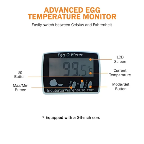 Miniatura 4 de Egg-O-Meter™ - Termómetro de huevo con pantalla digital grande con memoria mínima/máxima - Termómetro digital con sensor de temperatura